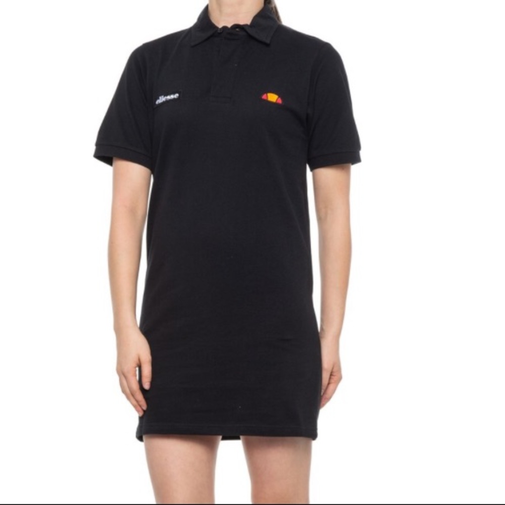 🆕 Ellesse Mandel Pique Polo Dress Black size large 628